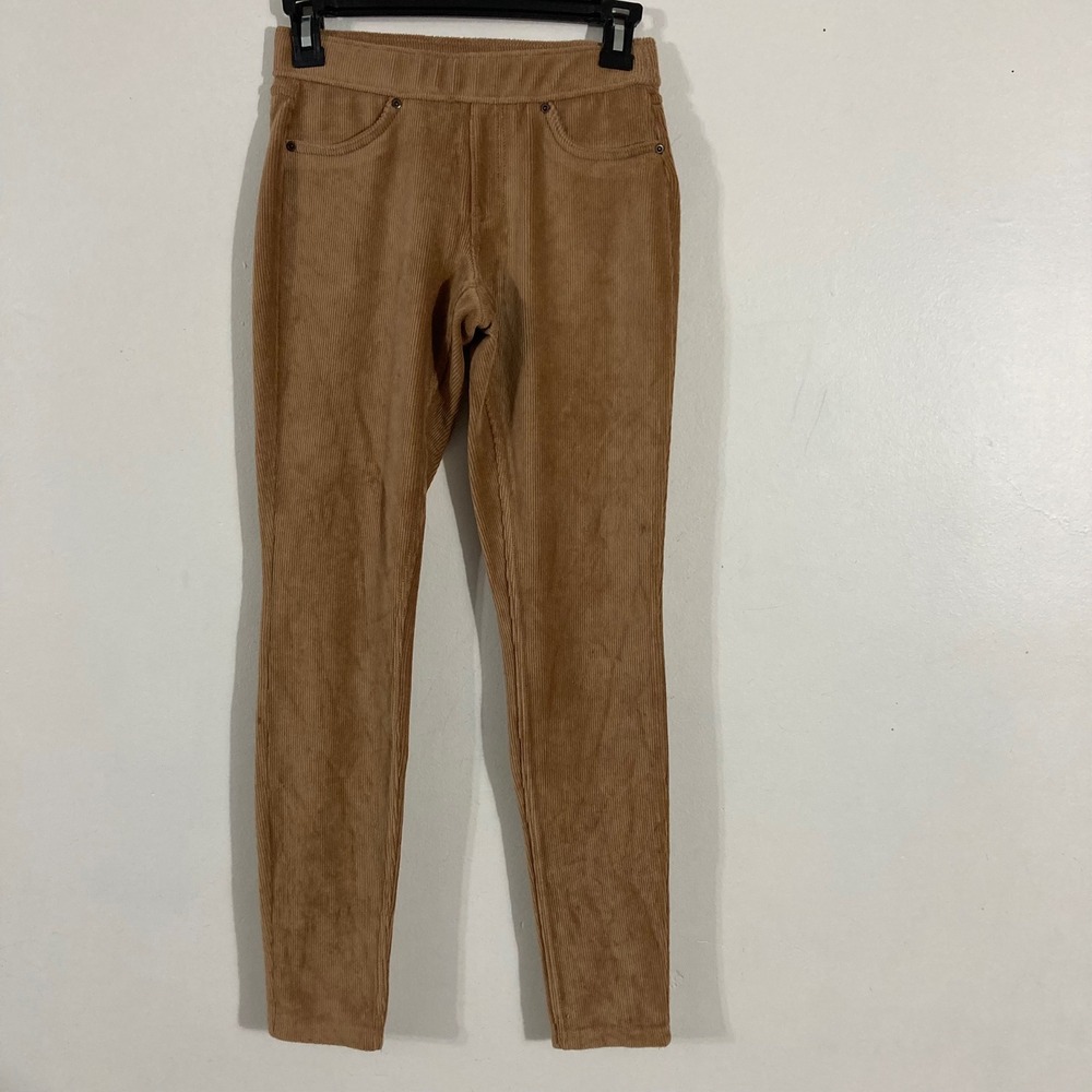 Hue Corduroy Leggings Womens XS Camel Tan Pull On Skinny Pants Stretch U22958